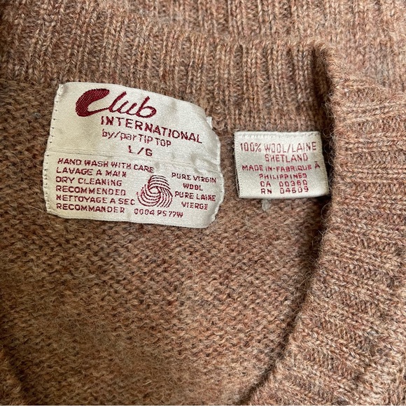 Club International by/par TIP TOP Vintage Pure 100% Virgin Wool Sweater Sz Large - Picture 4 of 6